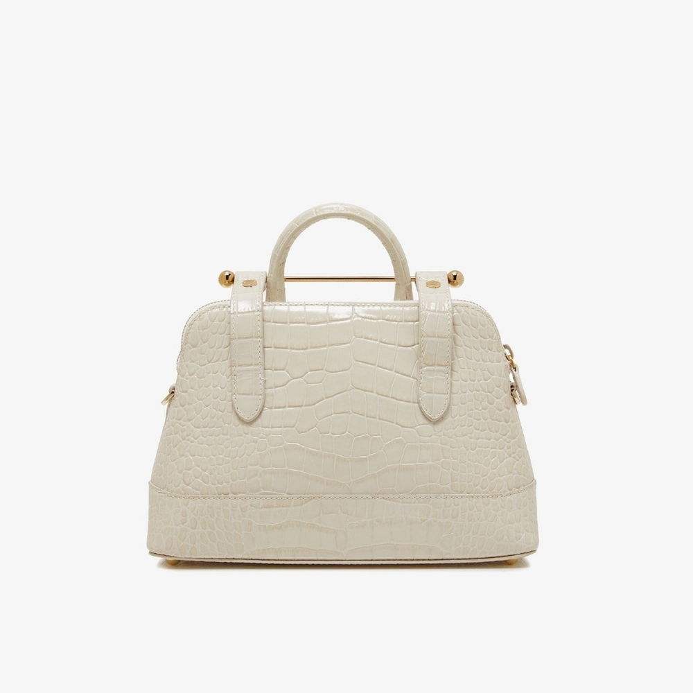 NWT Strathberry Dome Mini Croc-Embossed Leather Vanilla - Picture 2 of 7
